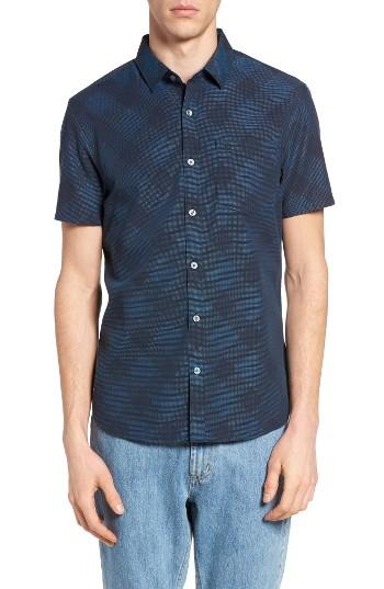 Men's Original Penguin Extra Trim Fit Argyle Print Woven Shirt - Blue