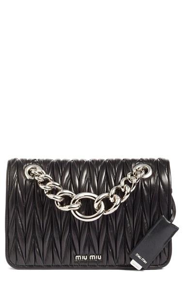 Miu Miu Club Matelasse Leather Shoulder Bag - Black