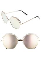 Women's A.j. Morgan Minx 56mm Mirrored Round Sunglasses - Gold/ Pink Mirror