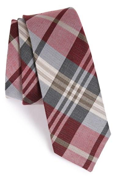 Men's The Tie Bar Plaid Silk & Linen Tie, Size - Red