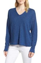 Women's Eileen Fisher Boxy Organic Linen & Cotton Sweater - Blue
