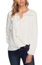Women's Cece Satin Jacquard Ruffle Top, Size - White