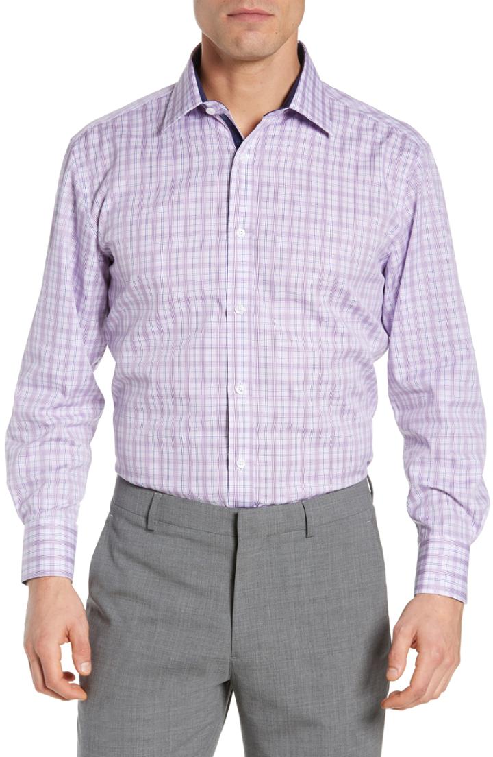 Men's English Laundry Regular Fit Plaid Dress Shirt .5 - 32/33 - Green