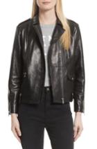 Women's Frame Lambskin Leather Moto Jacket - Black