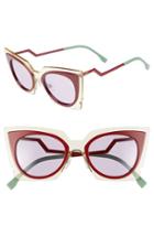 Women's Fendi 49mm Cat Eye Sunglasses - Beige/ Red/ Burgundy