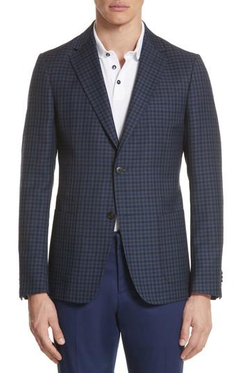 Men's Z Zegna Trim Fit Houndstooth Wool Sport Coat Us / 50 Eur - Blue