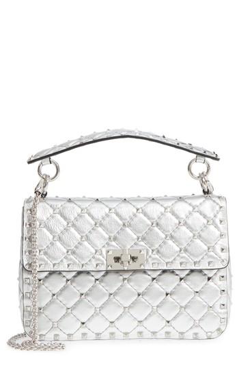 Valentino Garavani Medium Rockstud Spike Metallic Leather Shoulder Bag - Metallic