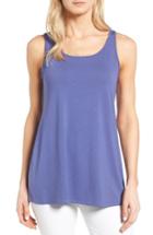 Petite Women's Eileen Fisher Jersey Scoop Neck Long Tank, Size P - Blue