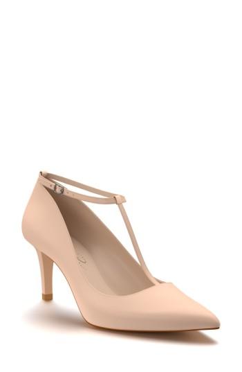 Women's Shoes Of Prey T-strap Pump .5 B - Beige