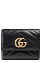 Women's Gucci Medium Marmont 2.0 Leather Bifold Wallet - Black