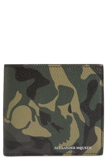 Men's Alexander Mcqueen Camo Leather Billfold Wallet -