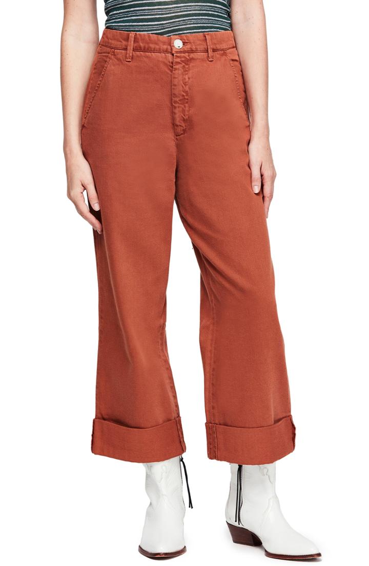 Women's Free People On My Mind Wide Leg Pants - Orange