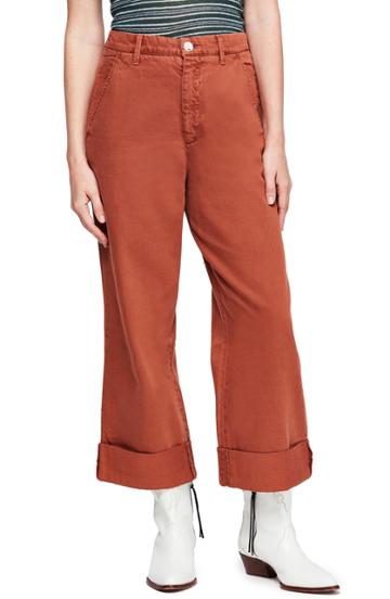 Women's Free People On My Mind Wide Leg Pants - Orange