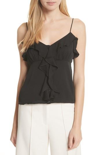 Women's Milly Emilia Ruffle Button Down Camisole - Black