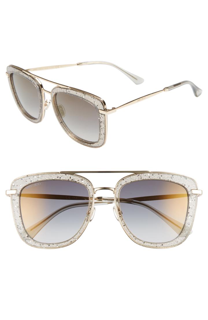 Women's Jimmy Choo Glossy 53mm Square Sunglasses - Grey/ Gold