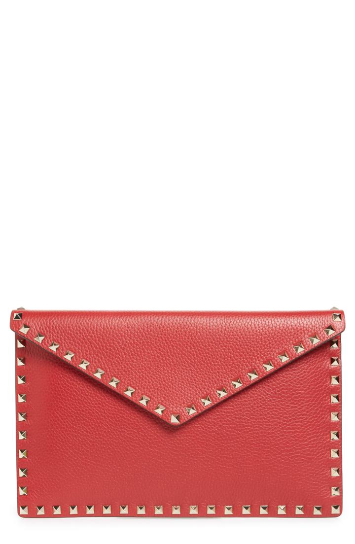 Valentino Garavani Large Rockstud Calfskin Leather Pouch -