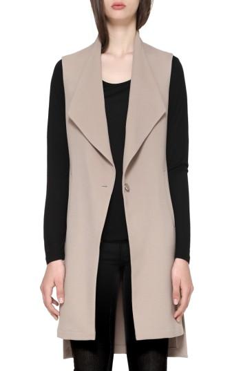 Women's Soia & Kyo Longline Drape Front Vest - Beige