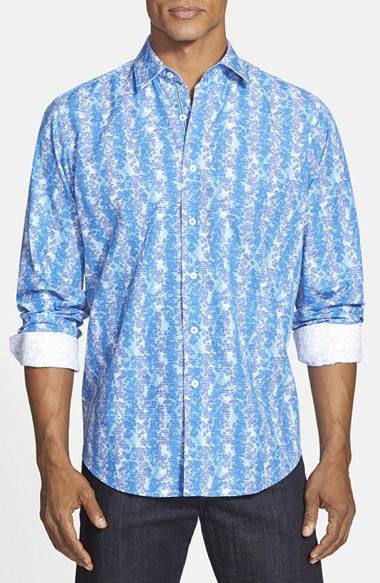 Men's Bugatchi Shaped Fit Floral Print Sport Shirt