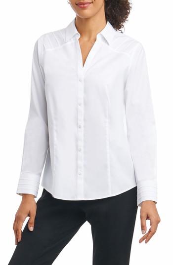 Women's Foxcroft Rita In Solid Stretch Button Down Shirt