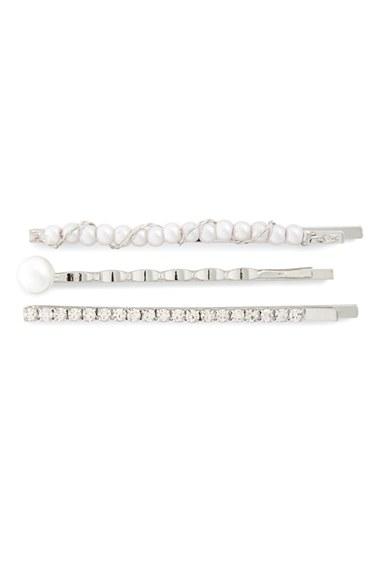 Cara 3-pack Embellished Bobby Pins, Size - Metallic