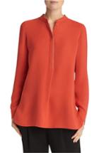 Women's Lafayette 148 New York Polina Silk Blouse - Red