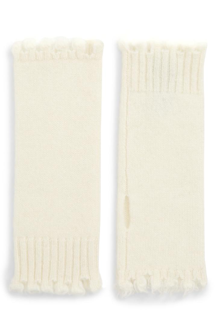 Women's Frye Frayed Edge Wool Arm Warmers, Size - Ivory