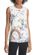 Women's Ted Baker London Opulent Fauna Woven Front Top - White