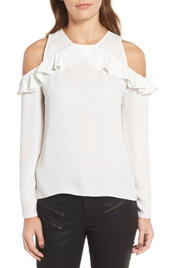 Women's Trouve Ruffle Cold Shoulder Top, Size - Ivory