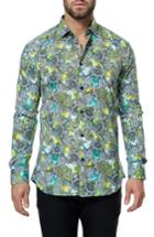 Men's Maceoo Luxor Yellow Paisley Trim Fit Sport Shirt (l) - Yellow