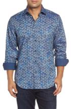 Men's Bugatchi Classic Fit Face Print Sport Shirt - Blue