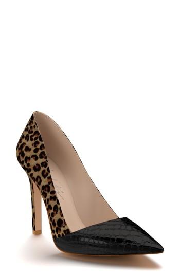 Women's Shoes Of Prey Genuine Calf Hair Pointy Toe Pump B - Black