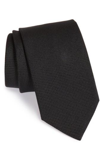 Men's Eton Solid Silk Tie, Size - Black