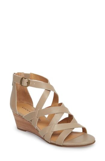 Women's Lucky Brand Jewelia Wedge Sandal .5 M - Beige