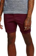 Men's Topman Skinny Fit Chino Shorts - Burgundy
