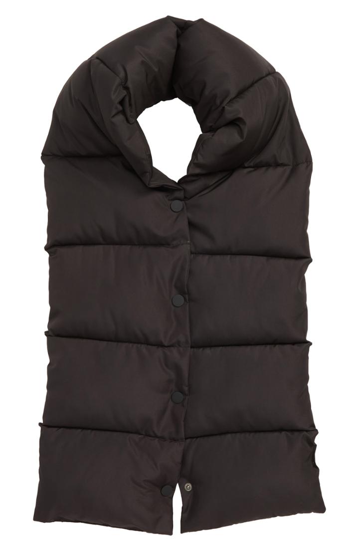 Women's Bp. Snap Detail Quilted Puffer Scarf, Size - Black