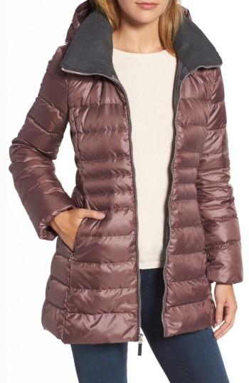 Women's Andrew Marc Erin Hooded Down Coat - Red
