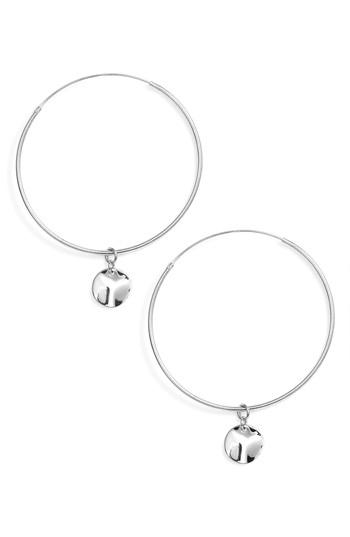 Women's Argento Vivo Flat Disc Drop Large Hoop Earrings