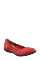 Women's Softwalk 'hampshire' Dot Perforated Ballet Flat .5 N - Red