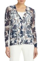 Women's Lafayette 148 New York Chantilly Print Cotton Blend Cardigan