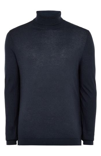 Men's Topman Classic Fit Turtleneck Sweater - Blue