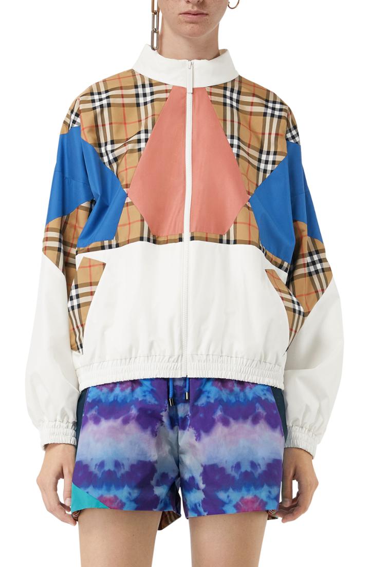 Women's Burberry Vintage Check Panel Silk Jacket