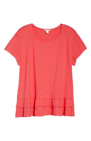 Petite Women's Caslon Tiered Short Sleeve Tee P - Pink