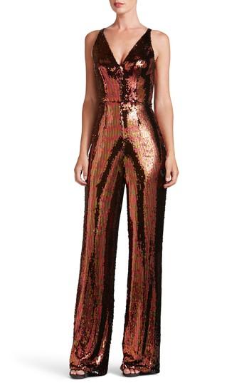Women's Dress The Population Charlie Sequin Jumpsuit - Brown