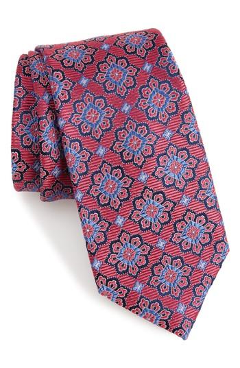 Men's Nordstrom Men's Shop Cleo Medallion Silk Tie, Size - Red