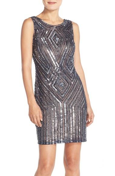 Women's Adrianna Papell Embellished Mesh Sheath Dress