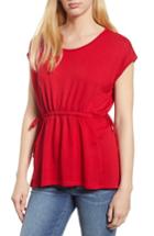 Women's Bobeau Cinched Waist French Terry Top - Red