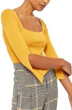 Women's Topshop Split Sleeve Crop Sweater Us (fits Like 14) - Yellow