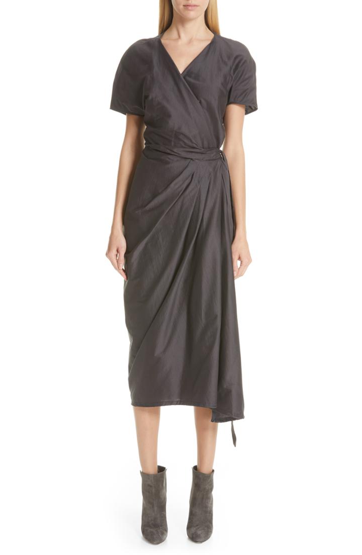 Women's Rick Owens Limo Cotton & Silk Wrap Dress Us / 38 It - Blue