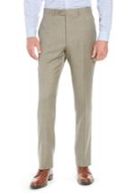 Men's Santorelli Luxury Flat Front Wool Trousers - Beige