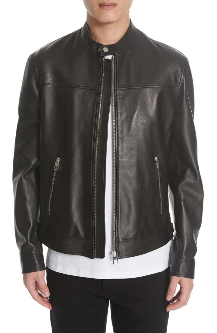 Men's Versace Collection Lambskin Leather Jacket Eu - Black